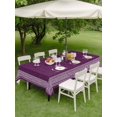 thumbnail image 5 of Dark Purple Geometric Outdoor Tablecloth with Umbrella Hole, White Greek Key Design Burlap Modern Art Waterproof Outdoor Table Cover, Patio Tablecloths for Party Picnic Camping, Rectangle 52"x70", 5 of 9