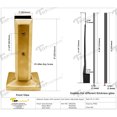 thumbnail image 4 of 8" High Stainless Steel 2205 Grade High Square Mount Friction Fit Pool Fence Railing Spigot for 3/8"-3/4" Glass, Satin Gold Finish, Threaded Rod, 4 of 6
