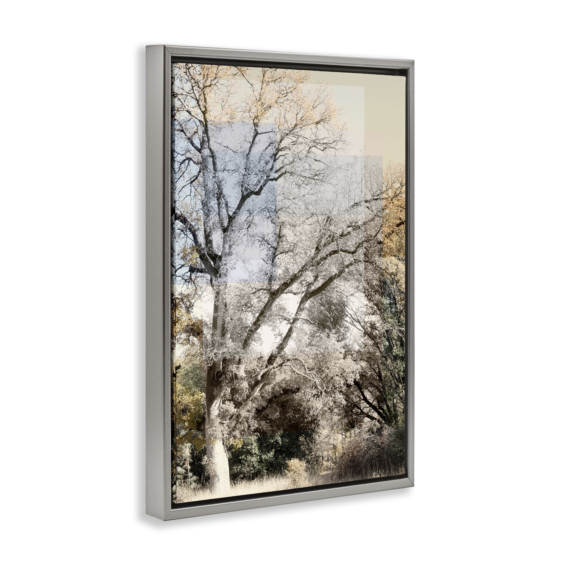 Stupell Industries Tree Collage Layers Gray Framed Floater Canvas Wall Art, design by Gemma Bardot