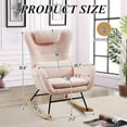 thumbnail image 2 of Nursery Rocking Chair, Upholstered Glider Rocker Nursery Rocking Accent Vanity Chair, Recliner Armchair with Side Pocket, Comfy Side Living Room Chairs, Rocker Glider for Bedroom Nursing Room (Pink), 2 of 8
