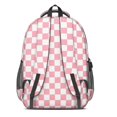 thumbnail image 3 of Pink and White Checkered Pattern Backpack for School, Cute School Bag with Adjustable Shoulder Straps and Padded Back, 16.9"x12.6"x5.9", 3 of 5