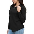 thumbnail image 5 of Uvplove Womens Tops Dressy Casual Fall Long Sleeve V Neck Shirts Waffle Zipper Collar Polo Shirts Blouses Black-L, 5 of 8