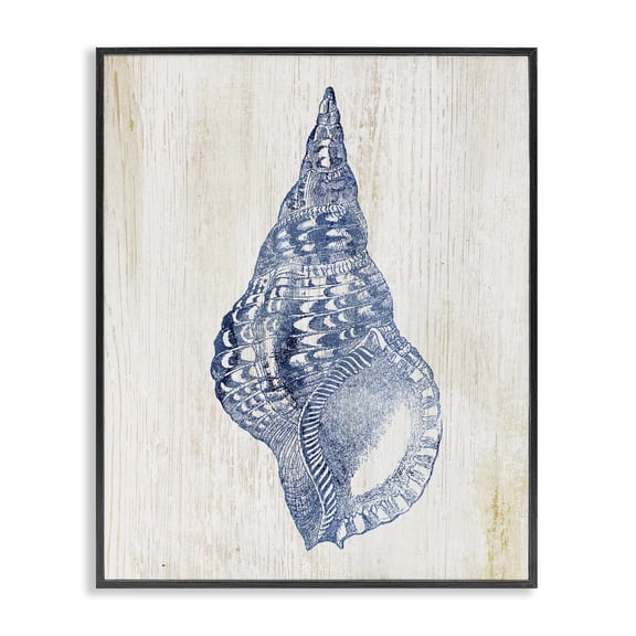 Stupell Industries Traditional Tranquil Blue Shell Black Framed Giclee Art, 11 x 14, by Susan Arnot