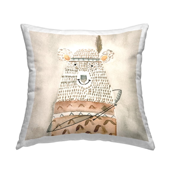 Stupell Industries Boho Patterned Bear Decorative Printed Throw Pillow Design by Natalie Timbrook