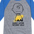 thumbnail image 3 of Peanuts - Smile More Worry Less - Youth Raglan Tee, 3 of 5