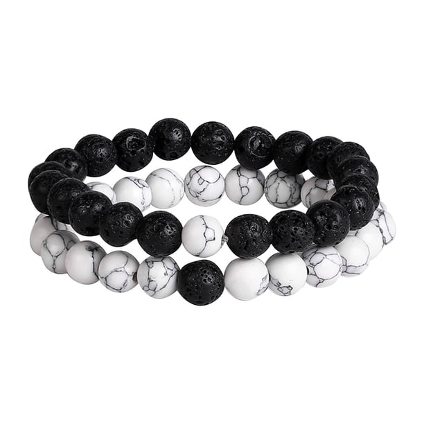 Fiudx Pulsera de Piedra Negra Esmerilada, Elegante Accesorio para Parejas, Joyería Curativa de Los 7 Chakras, Atrae La Energía de La Riqueza, Complemento Versátil, Regalo Perfecto para Tu Pareja, Inc