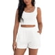 thumbnail image 2 of INSPIRAR CHIC Conjuntos de 2 Piezas para Mujeres, Top Corto de Punto Acanalado y Pantalones Cortos con Bolsillo XL Blanco, 2 of 5