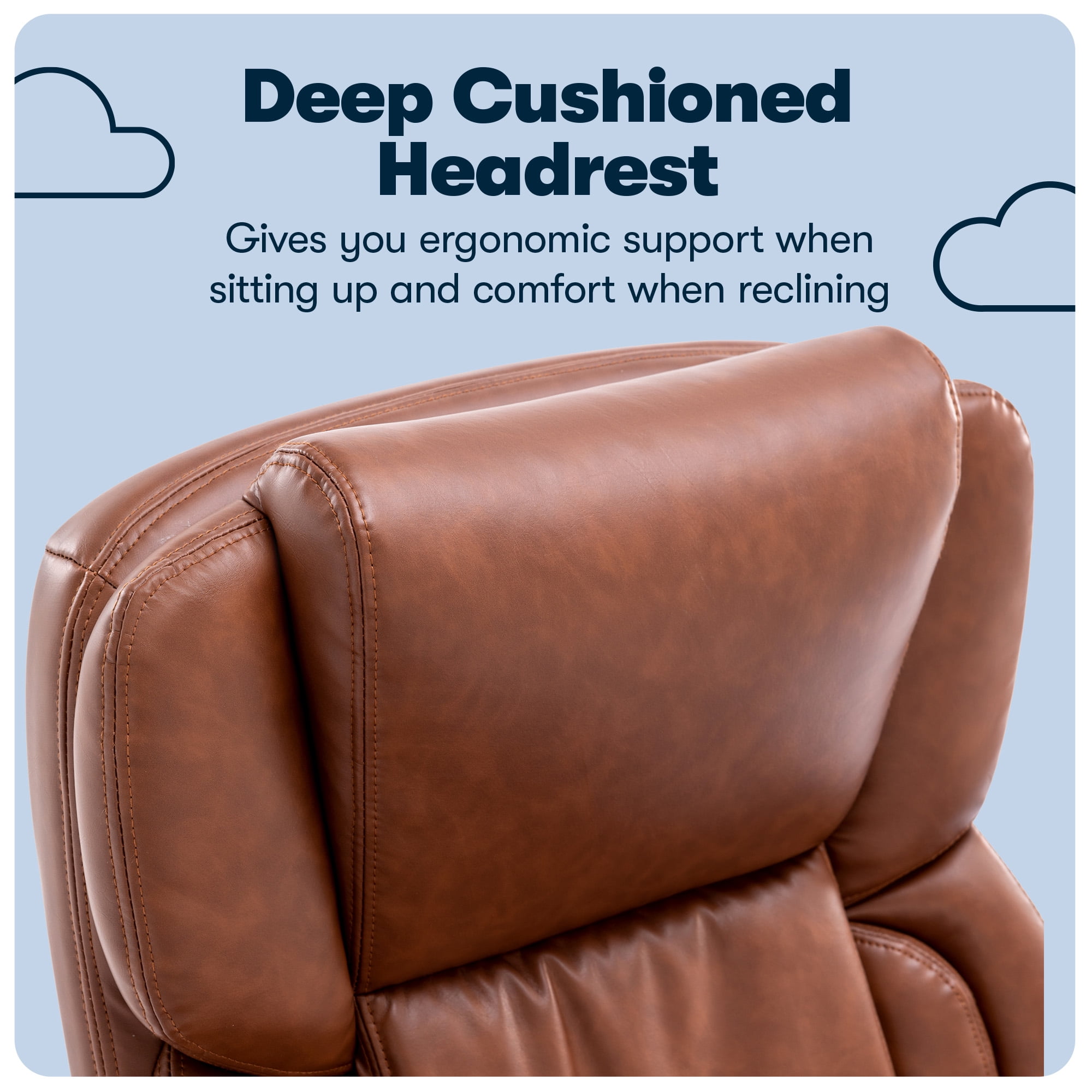 Serta Garret Executive Office Chair, Ergonomic Mid-Back with Lumbar Support, Bonded Leather, Cognac
