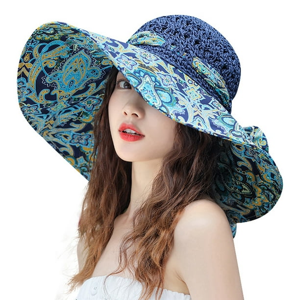 Summer Hat Sun Protection Wide Brim Travel Hat Beach Cap Straw Hat