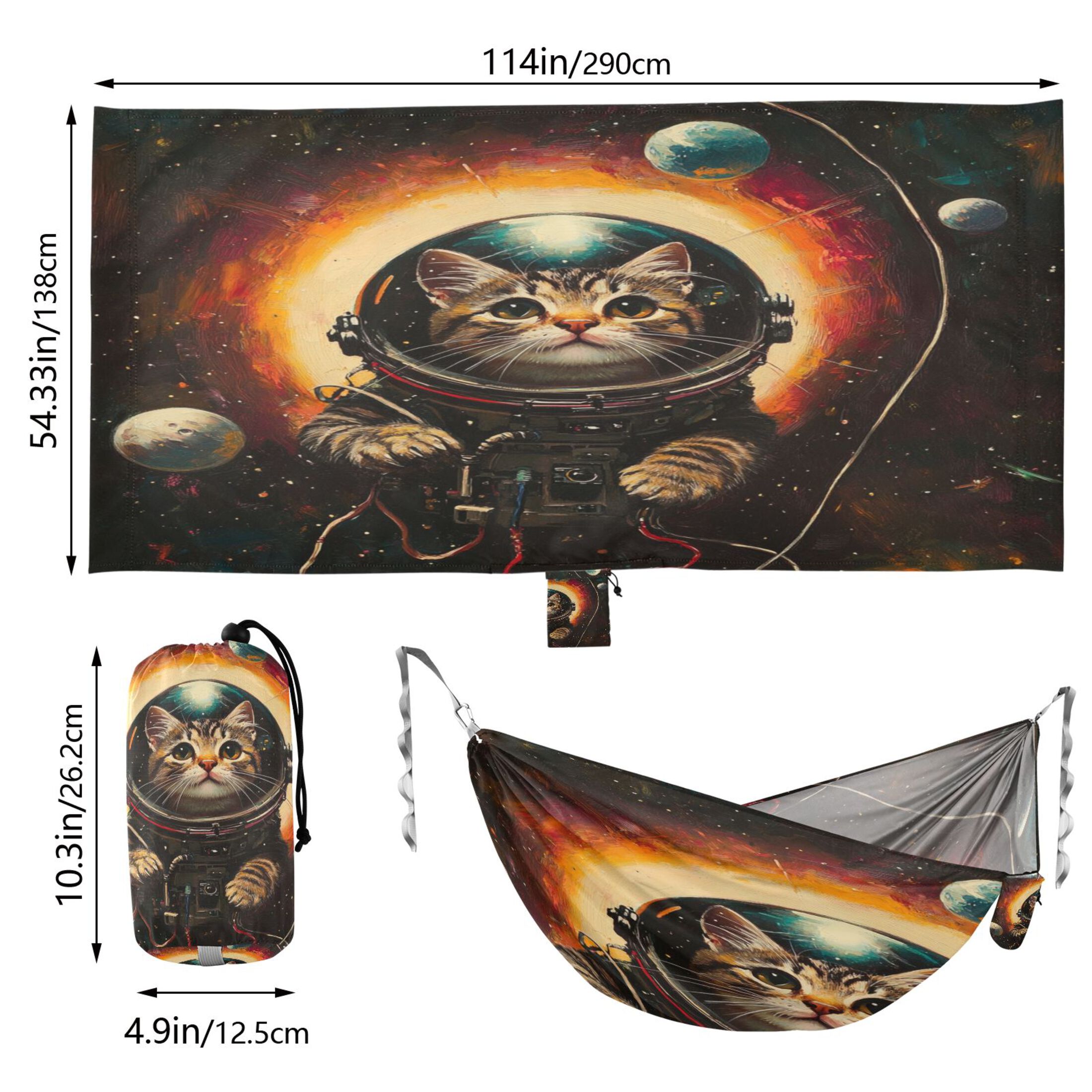 Hammock Camping Hammock Nylon Portable Hammock Travel Camping Hammock Astronaut Black Cat
