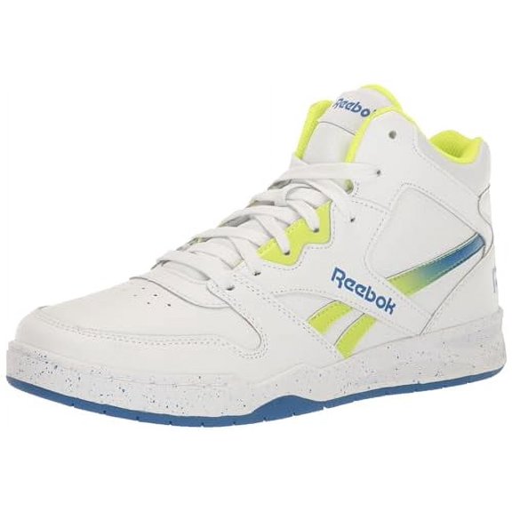 Reebok Boy's BB4500 Court Sneaker, FTWR White/Acid Yellow/Vector Blue, 11 Little Kid