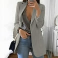 thumbnail image 2 of Solid Color Blazer Jacket for Women Casual Long Sleeve Open Front Suit Jackets Work Office Outfits with Pockets Silver 2XL, 2 of 8