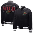 thumbnail image 3 of Women's Starter  Black Minnesota Wild Arch Stripe Satin Full-Snap Varsity Jacket, 3 of 3