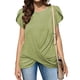 thumbnail image 2 of Tops con mangas de pétalos, camiseta de manga corta con cuello redondo, camisetas de color liso con mangas de pétalos, camiseta con dobladillo fruncido y cuello redondo, calidad inigualable, 2 of 6