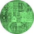 thumbnail image 1 of Ahgly Company Indoor Round Abstract Emerald Green Modern Area Rugs, 4' Round, 1 of 4