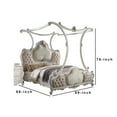 thumbnail image 2 of Benjara Canopy Eastern King Bed with Oversized Crown Top and Molded Trim, Off White, 2 of 4