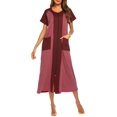 thumbnail image 1 of Housecoat Women's Short Sleeve Zipper Robe Long Nightgown Lougewear with Pockets S-XXL, 1 of 7