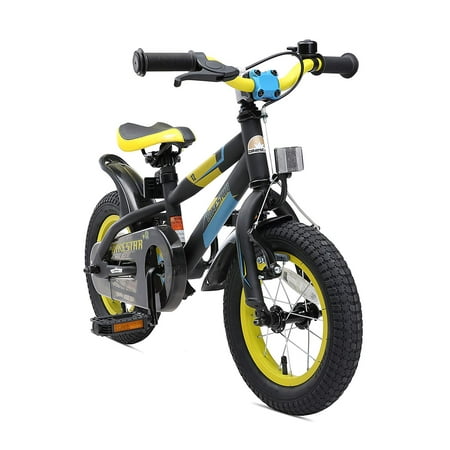 BIKESTAR Original Premium Safety Sport Kids Bike Bicycle for Kids Age 3-4 Year Old Children 12 Inch Mountain Bike Edition for Boys and Girls Black &