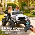 thumbnail image 3 of 24V Jeep Wrangler Rubicon Ride On Car 2 Seaters for Big Kids, Powered Ride On w/4 Wheels Spring Suspension, Parent Remote Control, LED Lights, Bluetooth, MP3, Ride On Toy for Ages 3-8, 3 of 9