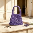 thumbnail image 3 of Woven Tote Bag 13x7.9 Inch Lightweight Cotton Rope Handbag Compact Hollow Woven Purse for Daily Beach Vacation Shopping Casual Use, 3 of 6
