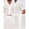 thumbnail image 7 of DARING DIVA Men's Hollow Jacquard Camp Collar Short Sleeve Beach Texture Shirts M Beige, 7 of 7