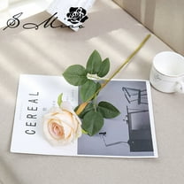 Artificial Rose Flower Single Stem Verdsylv Artificial Rose Spray, Single Stem Faux Flower for Wedding Decor, Indoor Home Tabletop Decoration, Small Gift Accent, Faux Fake Flowers, Beige