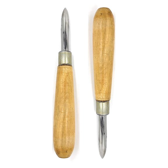 FineArt Steel Burnisher Straight with Wooden Handle 2pcs for Bezel Setting, Metal Clay, Engraving, Jewellery Making, Gold/Silver Foil or Keum-boo Application, Watchmaking, Model Making