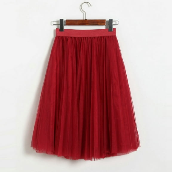 Women's A Line Pleated Skirt Mid Long Tutu Skirt Ruffle Mesh Vintage H Chiffon High Waist Skirt Suede Skirts for Women Midi Pleated Skirt Poodle Skirts for Girls Leather Midi Skirt Girls Tennis Skirt