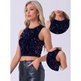 thumbnail image 2 of DARING DIVA Women's Sparkle Glitter Sleeveless Club Crop Tank Top XS Blue Purple, 2 of 6