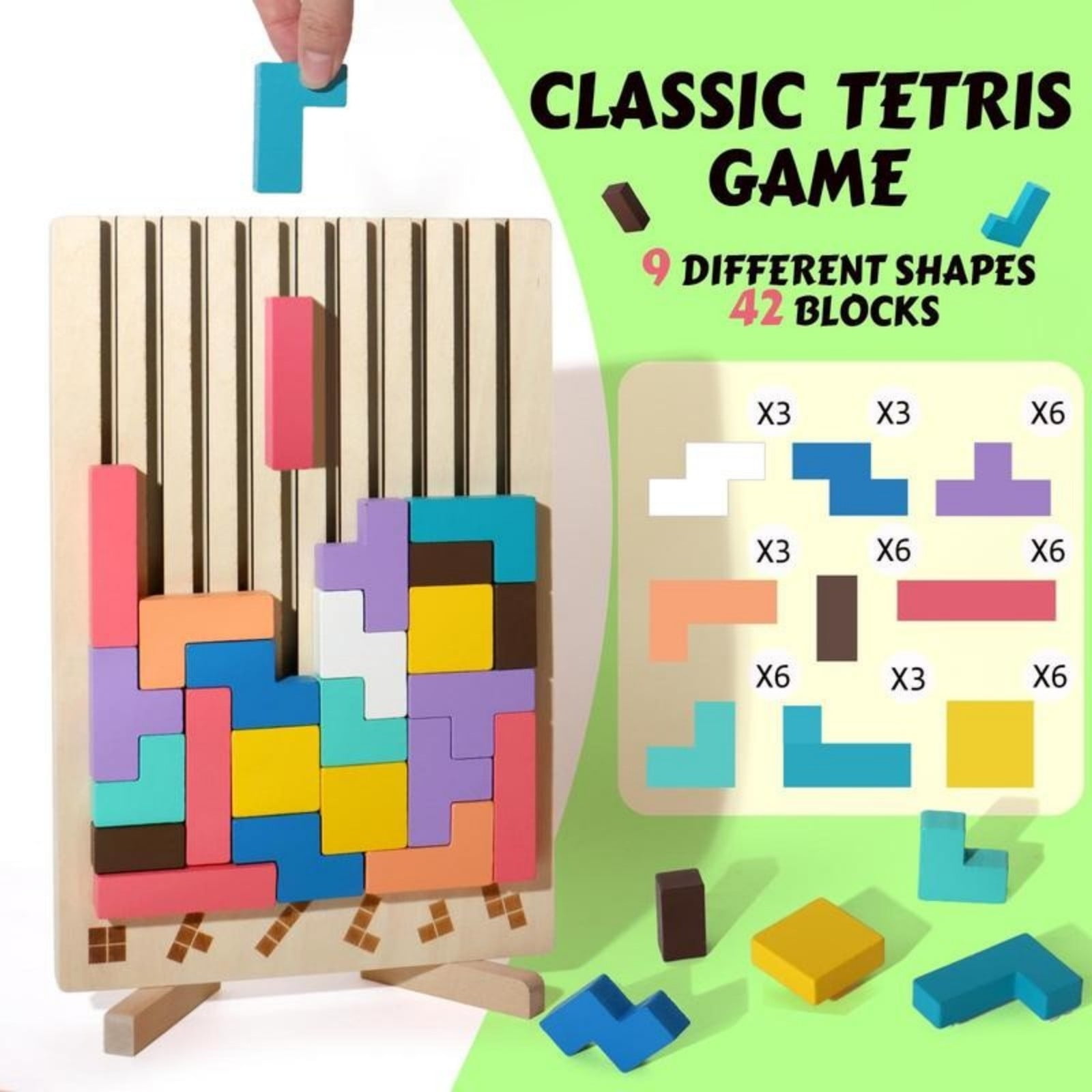 BUTOMKY Montessori Wooden Block Puzzle - 3D Russian Stacking Jigsaw, Colorful Educational Brain Teaser Toy, Family Activity Board Game & Ideal Gift for 3-5 Year Old Boys & Girls