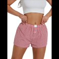 thumbnail image 1 of Pantalones Cortos de Pijama A Cuadros Y2K para Mujer, Bóxers Elásticos, Ropa de Calle Rojo L, 1 of 10