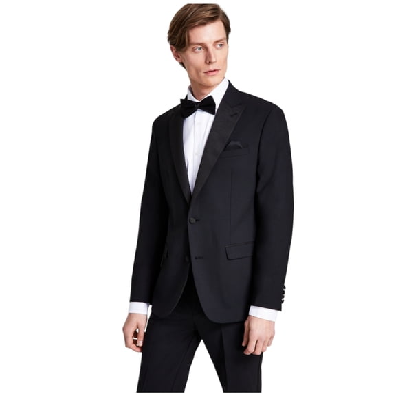 Bar Iii Mens Slim fit Tuxedo Jacket Blazer 36 S Black Solid Stretch