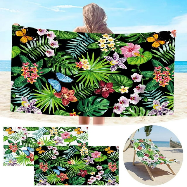 Fiudx Toalla de Playa de Microfibra, Ligera y Resistente a La Arena, de Secado Rápido, Multiusos, Ideal para Piscina, Spa, Yoga, Viajes, 76 X 152 Cm.