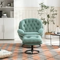thumbnail image 2 of Anysun Accent Swivel Chair with Ottoman for Living Room - Velvet Reading Chairs Set - Tufted Recliner Chairs with Swivel Base for Nursery - Teal, 2 of 10