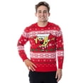 thumbnail image 1 of Nickelodeon Spongebob Squarepants Men's Snowflake Catching Ugly Christmas Sweater Holiday Knit Pullover (Medium) Red, 1 of 4