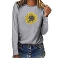 thumbnail image 2 of Pompotops T-shirt Décontracté Imprimé pour Femmes Col Rond Manches Longues Blouse, 2 of 4