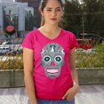 thumbnail image 4 of Philly Thing Sugar Skull Women's V-Neck T-shirt Day of the Dead Dia de los Muertos, 4 of 7