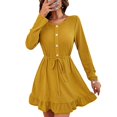 thumbnail image 3 of Vestido de punto de línea A Vestido de punto de manga larga Vestido de punto de botón de mujer Vestido de punto de cuello redondo de mujer Vestido de punto con cordón Vestido de ANGGREK Otros, 3 of 6
