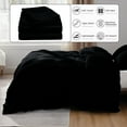 thumbnail image 3 of IR Imperial Rooms 3 PC Duvet Cover Set Queen Size Plain Button Closer Soft Brushed Microfiber Black Color 90 x 90 Inches., 3 of 8