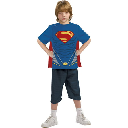 Superman Man Of Steel Costume Top & Cape Child