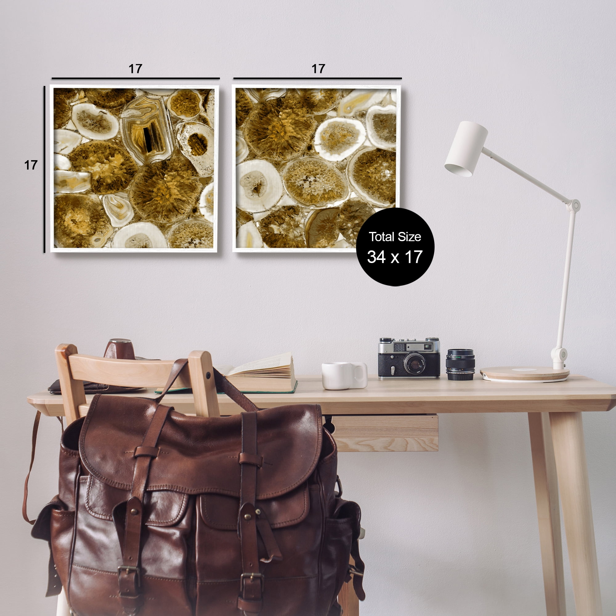 Stupell Abstract Geodes Mineral Nature Abstract Photography White Framed Art Print Wall Art, Set of 2