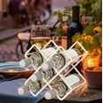 thumbnail image 4 of Estante decorativo de hierro para vinos, liquidación navideña. Elegante organizador de vino para encimera con diseño de bendición, con capacidad para varias botellas, blanco, negro y dorado, 25 x 25, 4 of 6