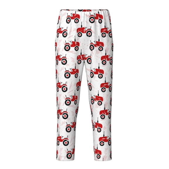 Xecao Red Wheeled Tractors Print Teenagers' Pajama Pants Long Sleep Pants Soft Elastic Waist Pajama Bottoms Elastic waist with 2 Pockets 5-16 Years-XS(5-6)