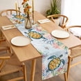 thumbnail image 3 of Coastal Sea Turtle Table Runner - 90 Inch Long, Kitchen Dining Table Runner Dresser Scarves, Marine Coral Jellyfish Starfish Oceans Farmhouse Decor for Coffee Tables Wedding Party Banquet, 3 of 8
