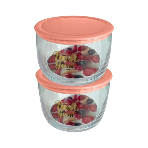 Recipientes giratorios de doble capa apilables para almacenamiento de alimentos con tapas - Juego de 2 piezas, plástico transparente, herméticos y a prueba de fugas para organización de frigoríficos