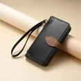 thumbnail image 7 of Leather For iPhone 16 Pro Case Leaf buckle zipper wallet  3-card  Flip Wallet Leather Case With Card Holder Magnetic Closure  Phone Cases Cover,Black,For iPhone 16 Pro, 7 of 7