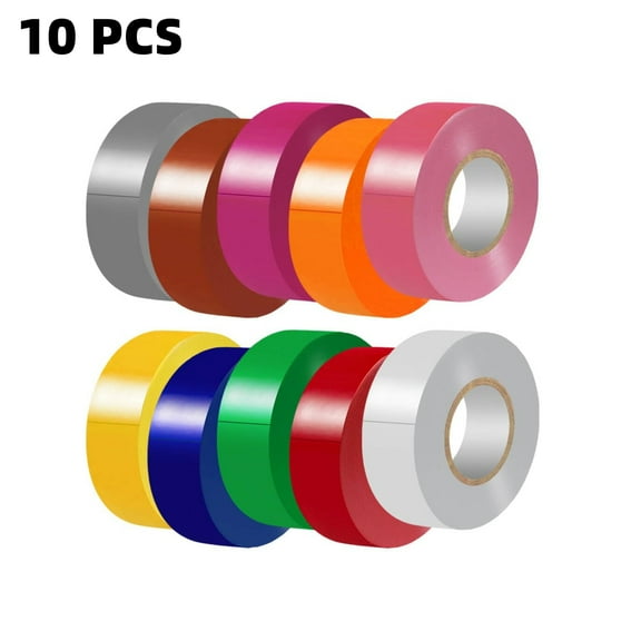 Tape Rainbow Electrical Tape 10 Pack, General Purpose 3/4 in. x 66 ft. Waterproof,Strong Adhesive, Durable, Easy-Wrap