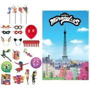 Miraculous Ladybug Surprise Box 13-Piece Party Favors with goodies, Multicolor, 50 Count
