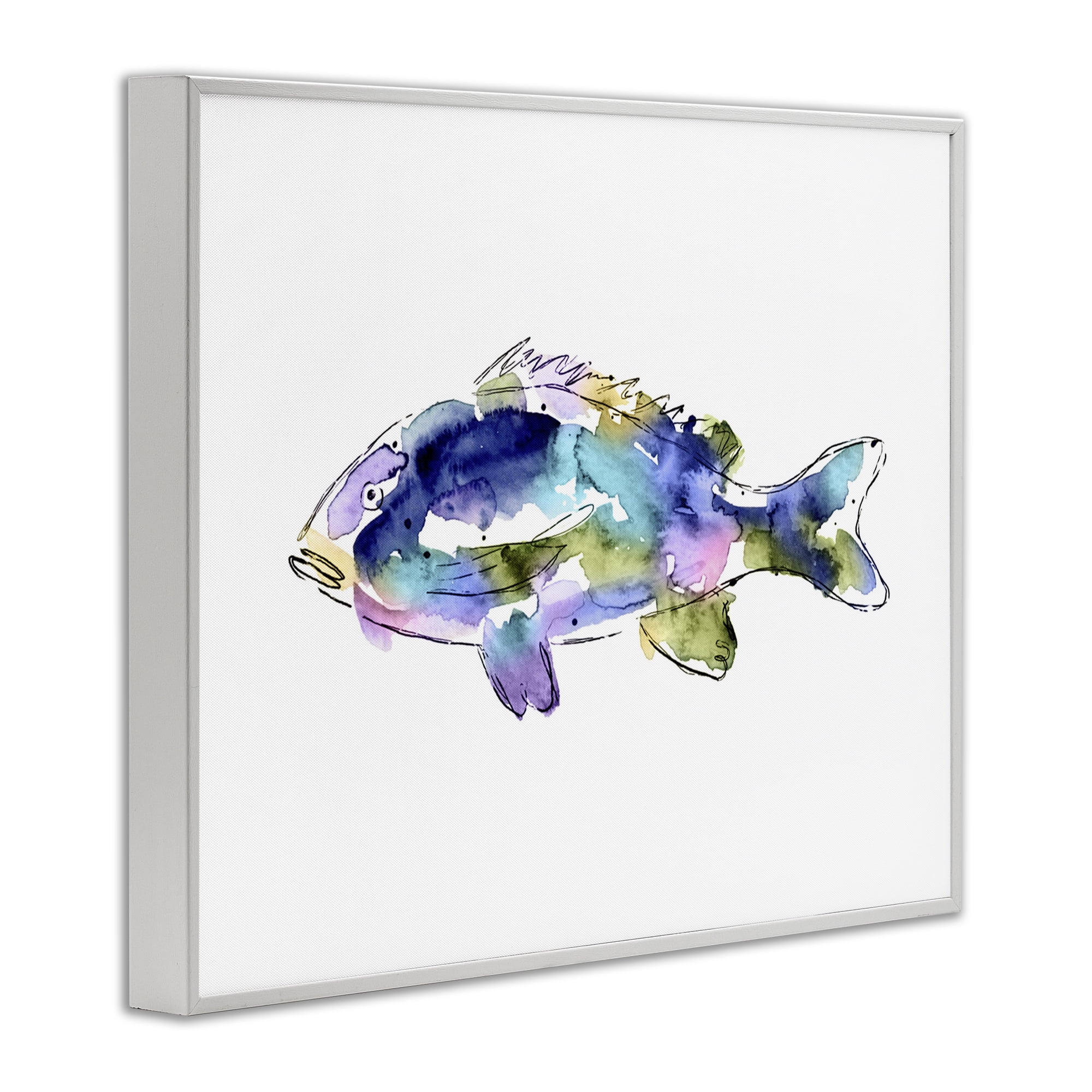 Stupell Industries Watercolor Style Fish Animals & Insects Painting White Framed Art Print Wall Art, 20 x 16