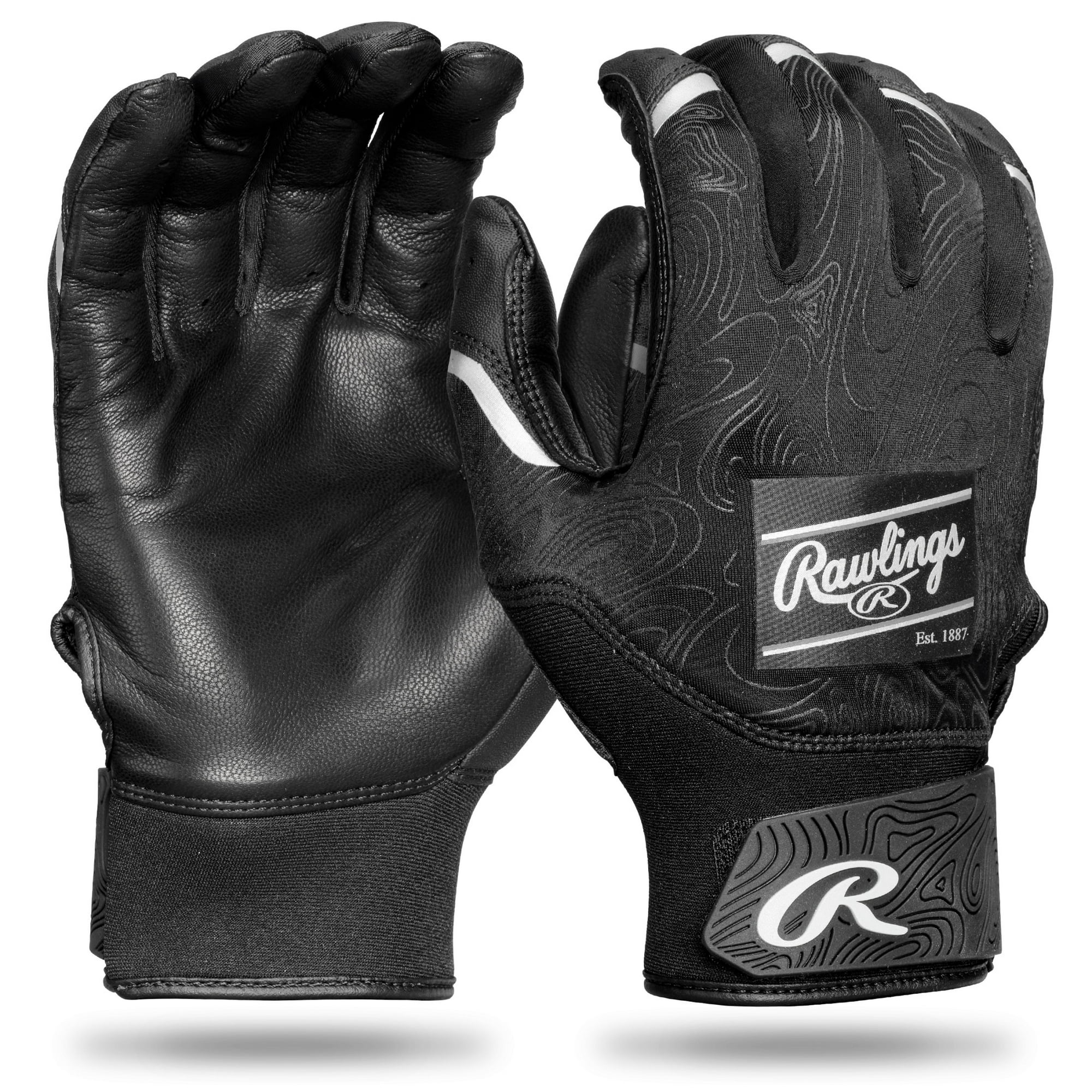 Rawlings Clout Adult Baseball Batting Gloves, Adult S, Black/Black